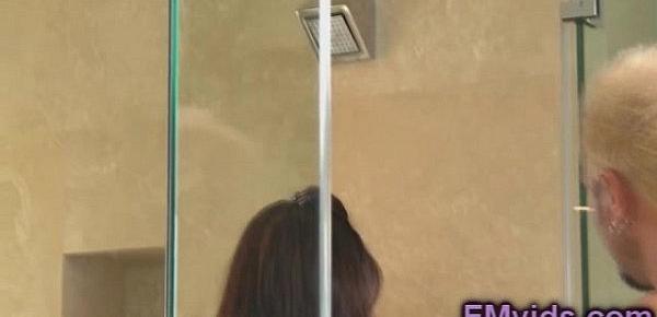  Sweet busty asian babe Mia Lelani hot shower